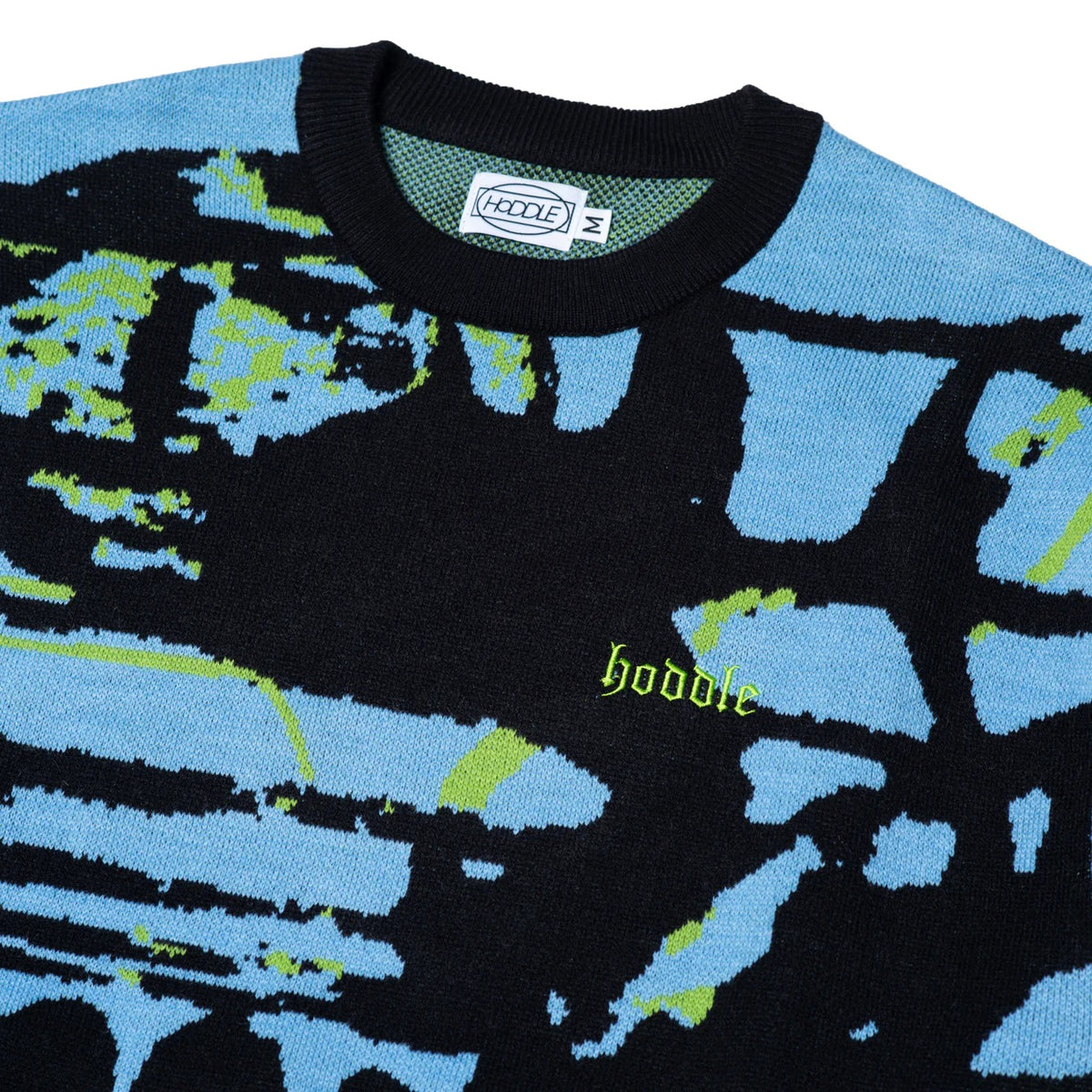 Hoddle Dungeon Jacquard Knit Jumper - Blue/Black/Green - Seed 