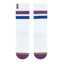 Load image into Gallery viewer, Merge4 Repreve Subtle Grape Classic Crew Socks - White