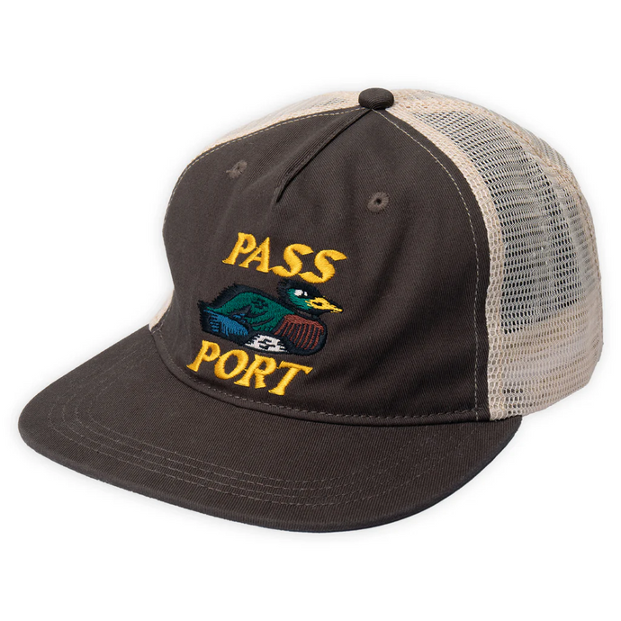 Pass~Port Fast Duck Workers Trucker Cap - Bark/Cream
