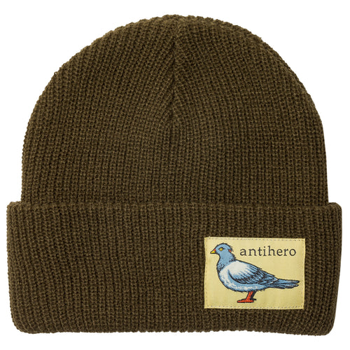 Antihero Lil Pigeon Label Cuff Beanie - Moss/Tan