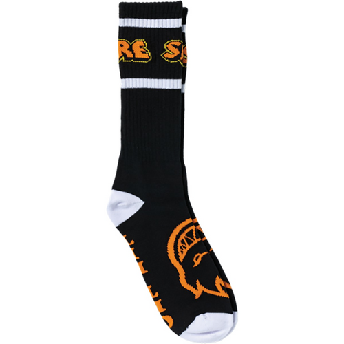 Spitfire Hellfire Script Socks - Black/White/Orange