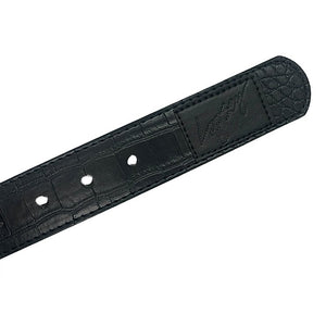 Loosey Croc Skin Belt - Black