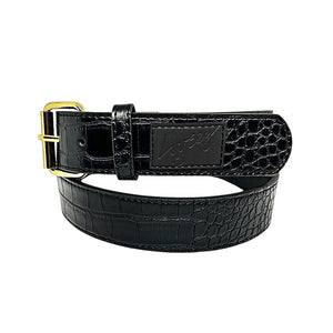 Loosey Croc Skin Belt - Black