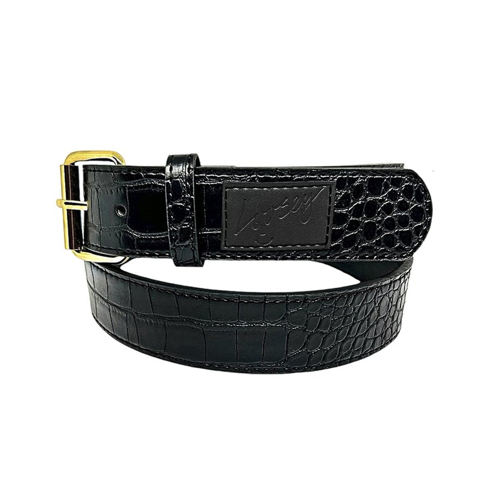 Loosey Croc Skin Belt - Black