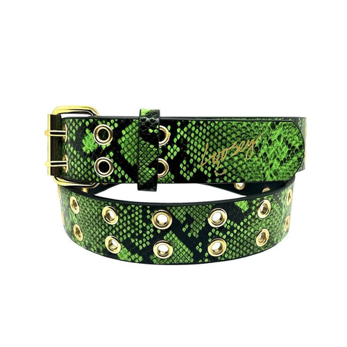 Loosey Snake Skin Grommet Belt - Green