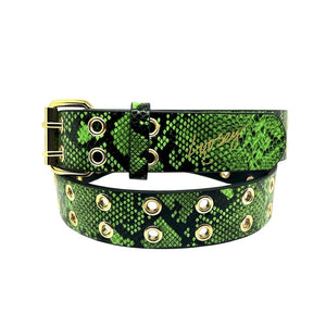 Loosey Snake Skin Grommet Belt - Green