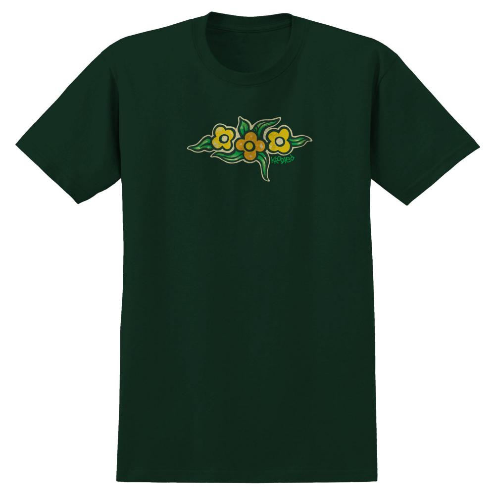 Krooked Flowers Tee - Forest Green