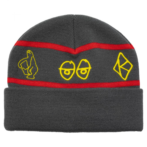 Krooked Naskar Beanie - Charcoal/Red/Yellow