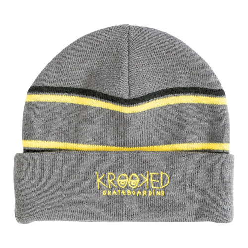 Krooked Eyes Beanie - Charcoal/Yellow/Black