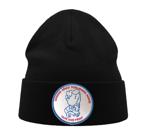 Serious Adult Tape + Print Beanie - Black