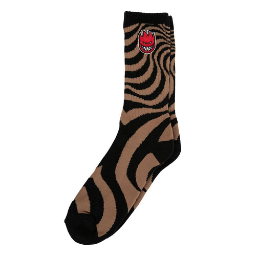 Spitfire Bighead Fill Emb Swirl Socks - Black/Brown/Red