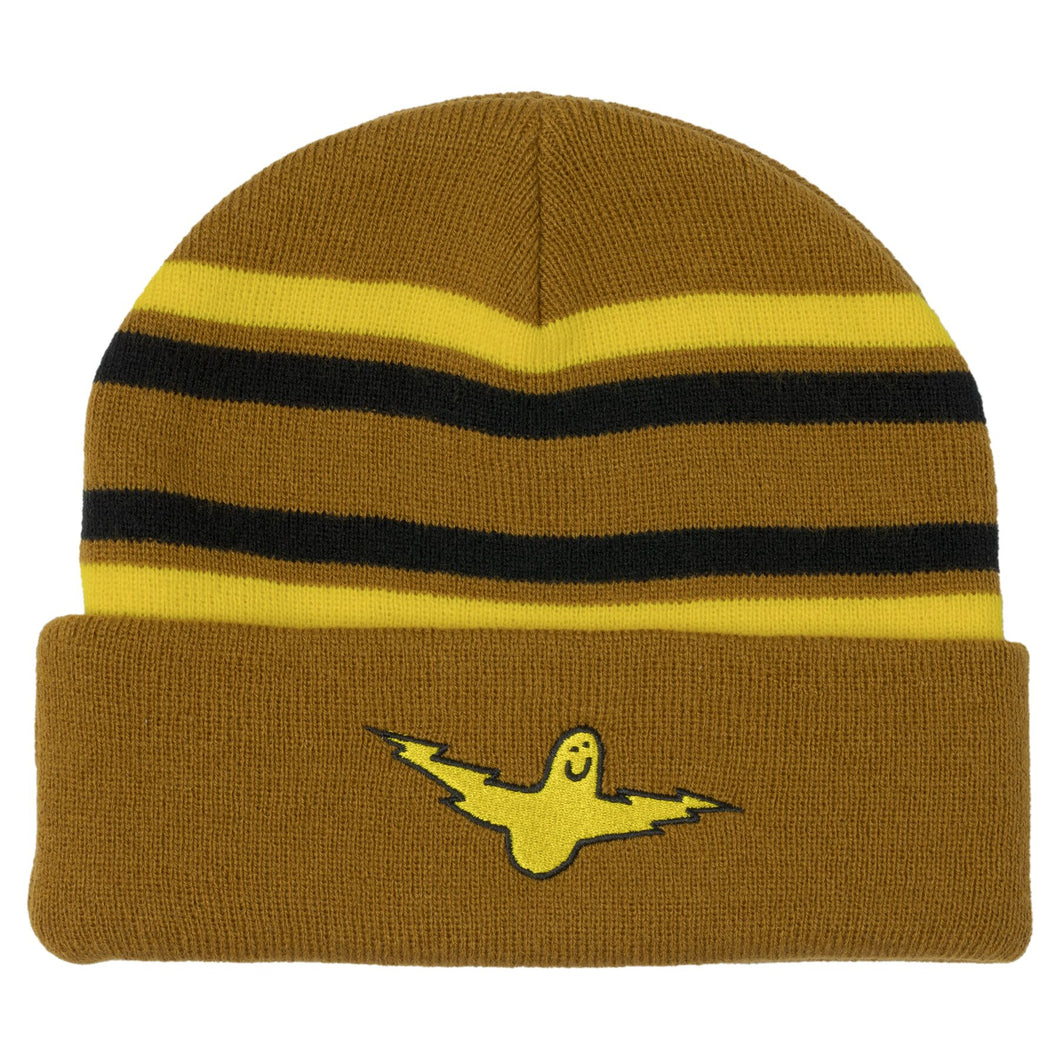 Krooked Bird Lightening Cuff Beanie - Tan/Yellow/Black