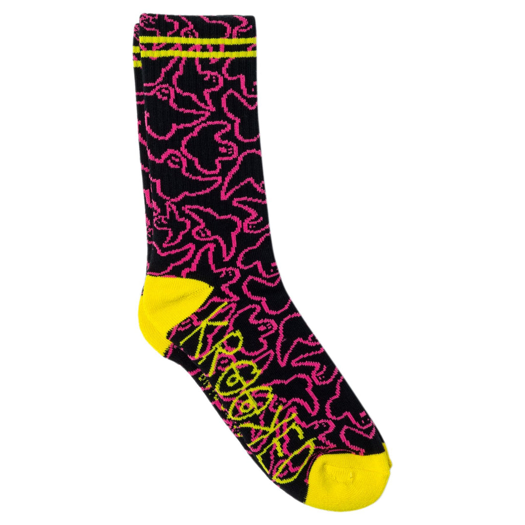 Krooked Birds Socks - Black/Pink/Yellow