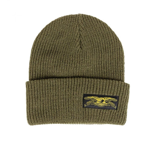 Antihero Stock Eagle Label Cuff Beanie - Olive/Black/Yellow