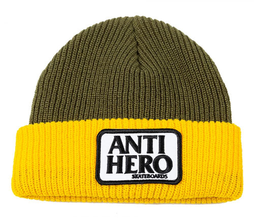 Antihero Reserve Patch Beanie - Olive/Yellow