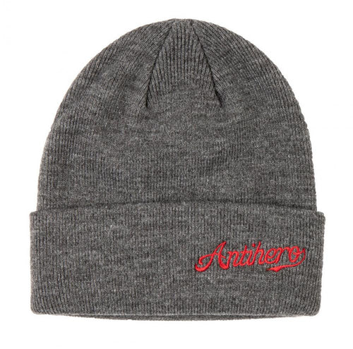Antihero Script Cuff Beanie - Charcoal/Red