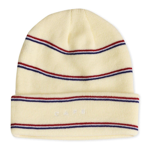 Skateboard Cafe Stripe Fold Beanie - Cream