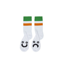 Load image into Gallery viewer, Polar Skate Co Stripes Happy Sad Socks - Green