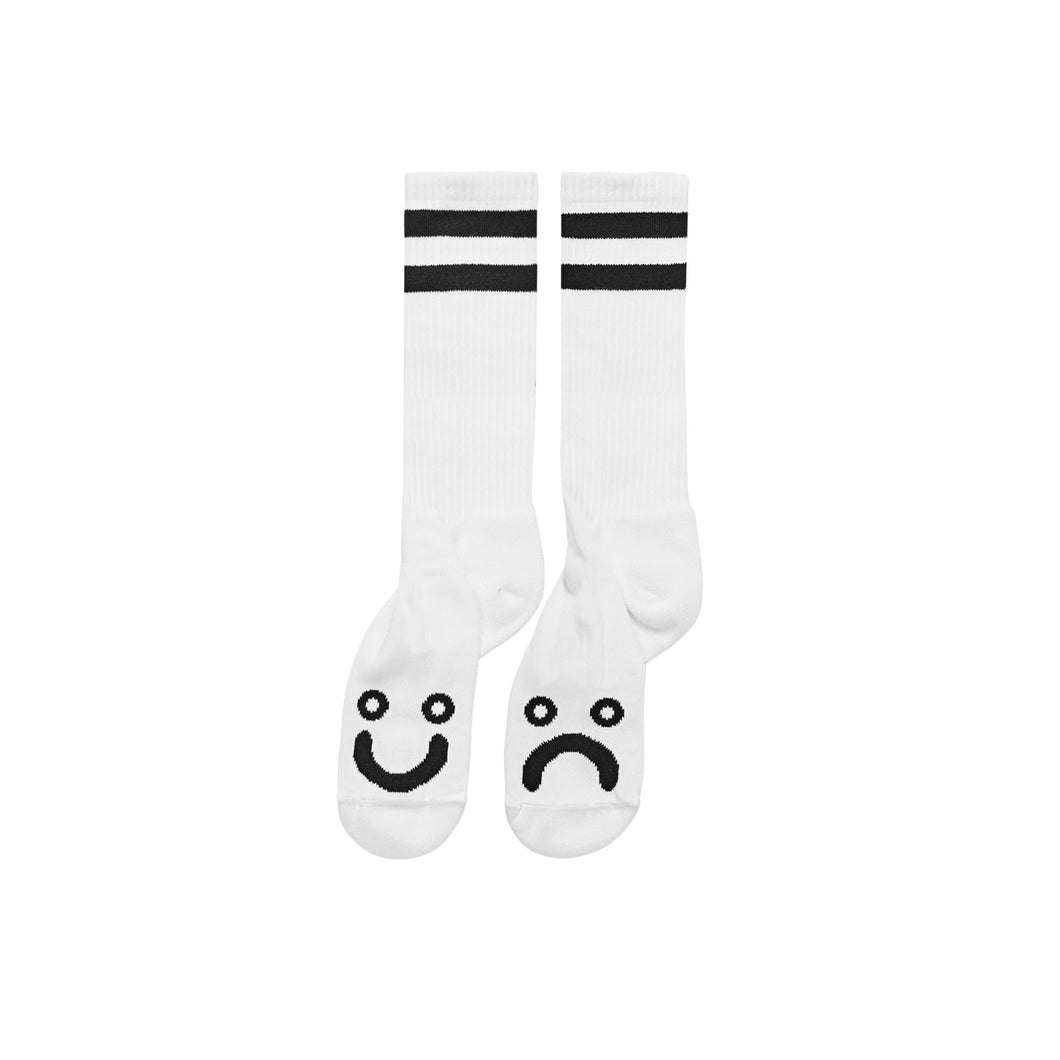 Polar Skate Co Happy Sad Long Socks - White