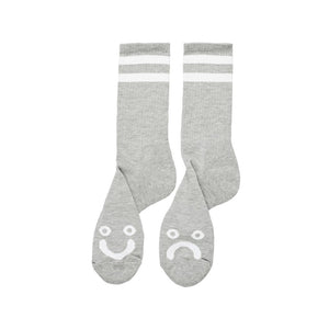 Polar Skate Co Happy Sad Socks - Heather Grey