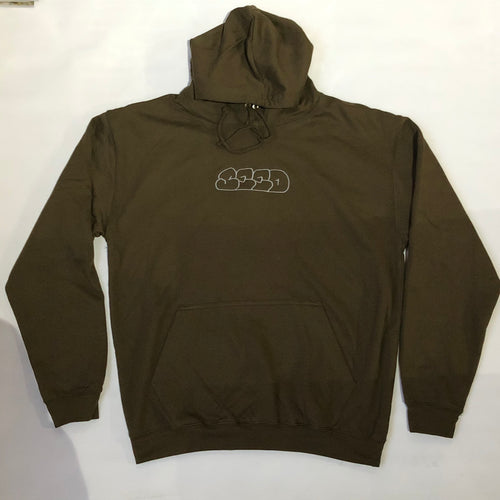 Seed Throw Embroidered Hoodie - Dark Olive