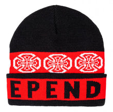 Load image into Gallery viewer, Independent Woven Crosses Cuffed Beanie - Black/Red/White