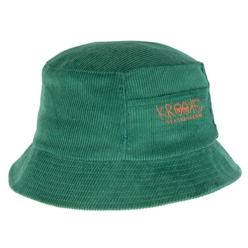 Krooked Eyes Corduroy Bucket Hat - Dark Green