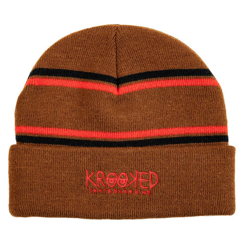 Krooked Eyes Cuffed Beanie - Brown