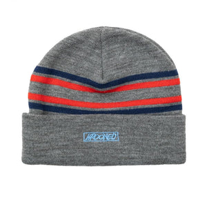 Krooked Moonsmile Script Beanie - Charcoal Heather/Blue/Red