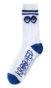 Krooked Big Eyes Socks - White/Blue/Black