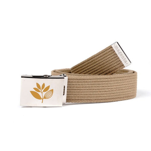 Magenta Plant Buckle Up Belt - Beige