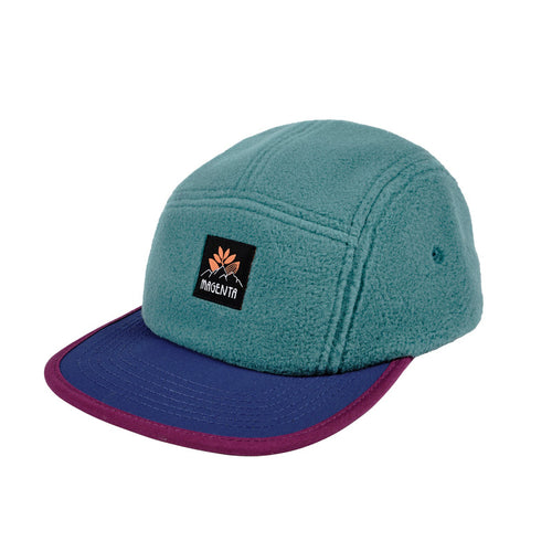 Magenta Hiver Fleece 5 Panel Cap - Aqua Blue/Navy