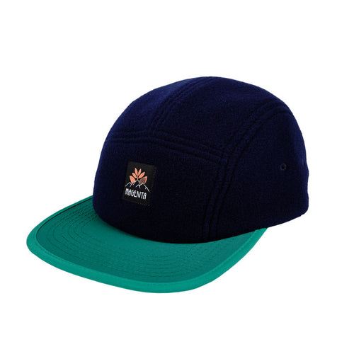 Magenta Hiver Fleece 5 Panel Cap - Navy/Green