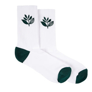 Magenta Plant Socks - White