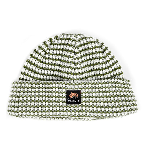 Magenta Stripe Beanie - Green