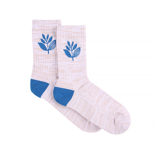 Magenta Plant Socks - Blue/White