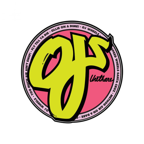 OJ Classic Neon Sticker - Yellow/Pink