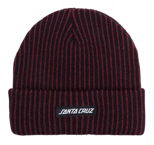 Santa Cruz Strip Label Beanie - Black/Burgundy