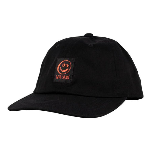 Welcome Smiley Unstructured Snapback Cap - Black