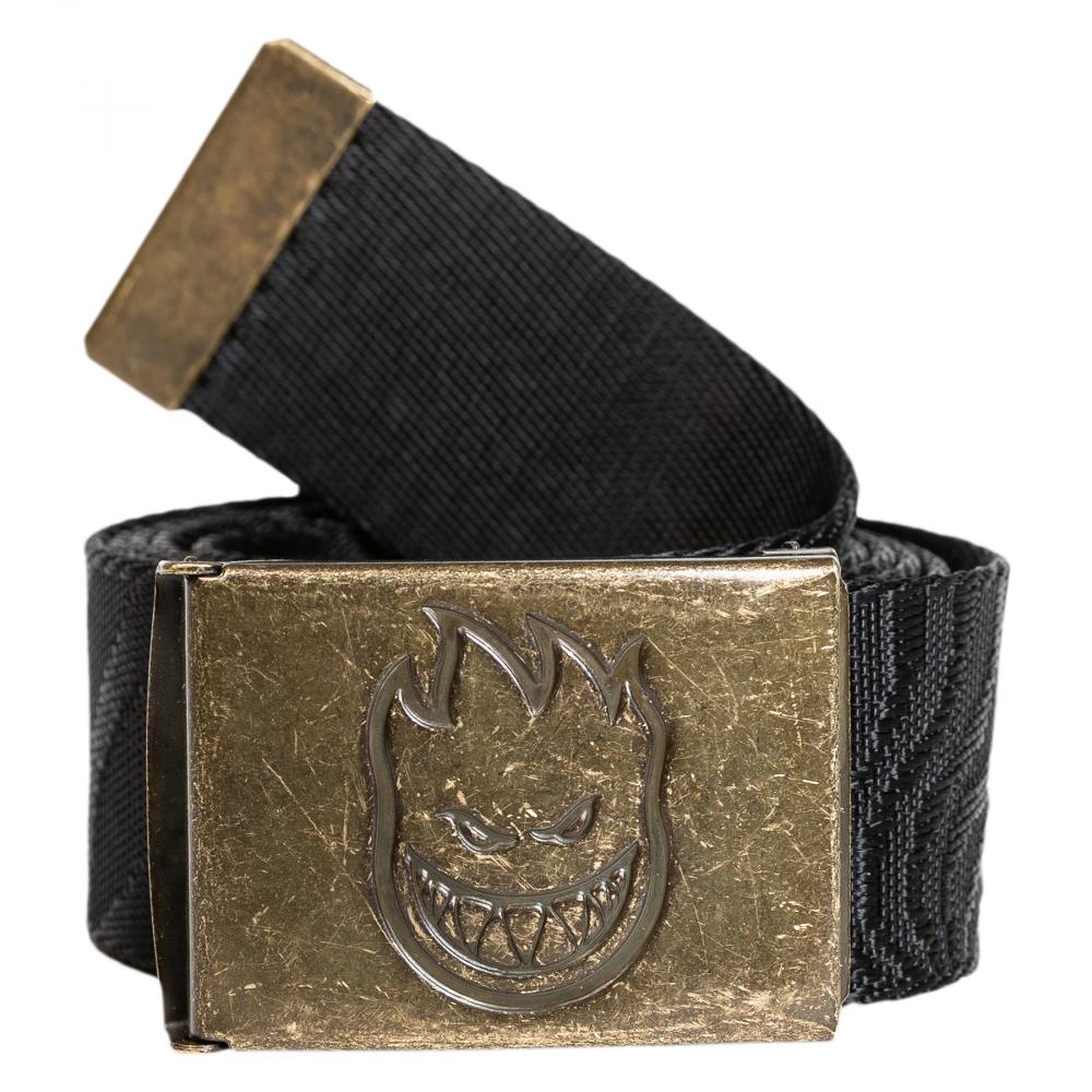 Spitfire Jacquard Swirl Bighead Web Belt - Black/Antique Brass