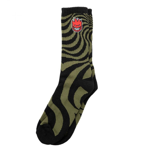 Spitfire Bighead Fill Emb Swirl Socks - Black/Olive/Red