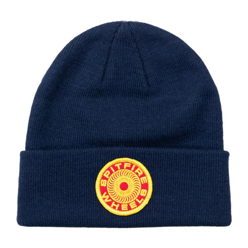 Spitfire Classic 87' Swirl Patch Cuff Beanie - Navy/Gold/Red