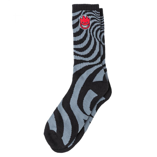 Spitfire Bighead Fill Emb Swirl Socks - Black/Charcoal/Red
