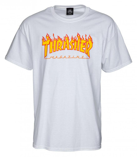 Thrasher Flame Logo Tee - White