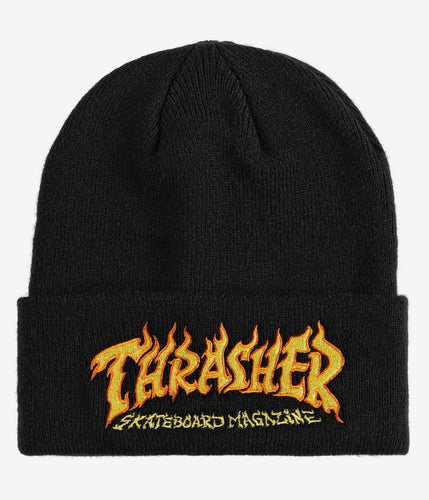 Thrasher Fire Logo Beanie - Black