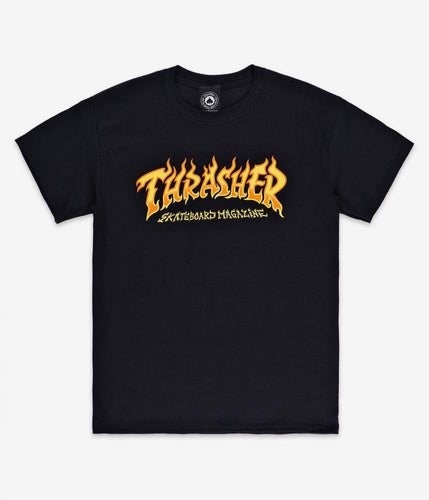 Thrasher Fire Logo Tee - Black