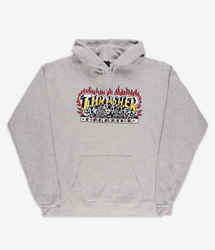 Thrasher Krak Skulls Hoodie - Heather Grey