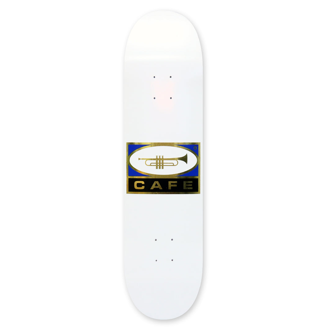 Skateboard Cafe Trumpet Logo Deck (White/Silver) - 8.125