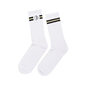 Polar Skate Co Stroke Logo Socks - White/Green/Black