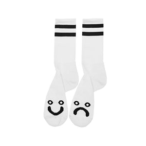 Polar Skate Co Happy Sad Socks - White